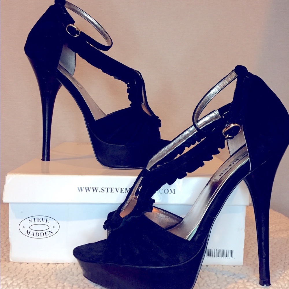 Steve Madden Vanissa Black Suede Platform Heel 8.5